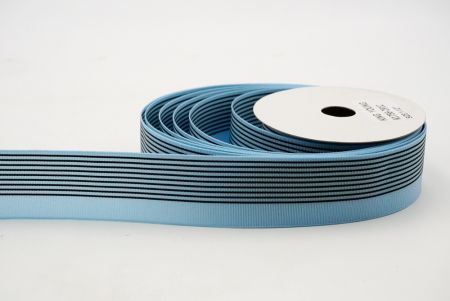 Голубая прямая линейная атласная лента с дизайном_K1756-291C